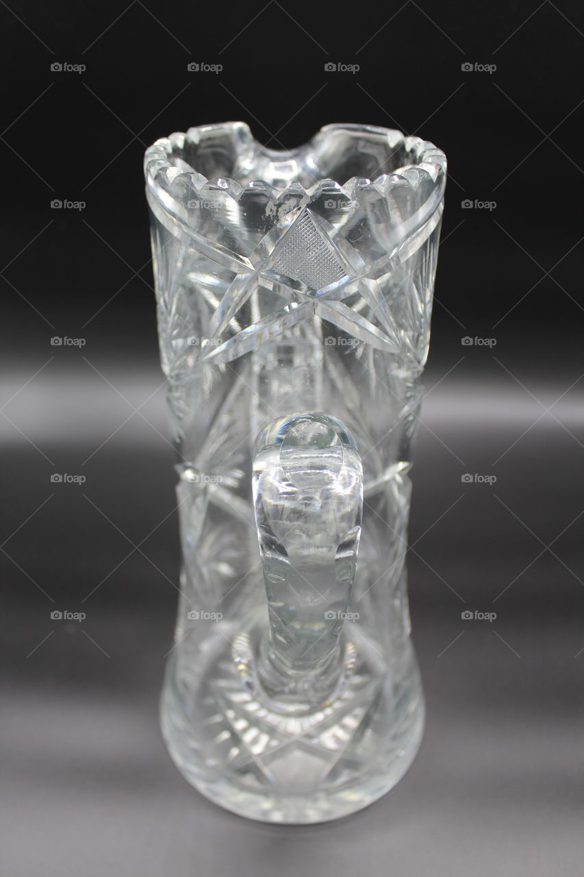 Sawtooth top of Early American Pattern Glass Champagne Pitcher