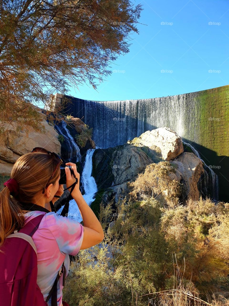 Waterfall#nature#human#tree