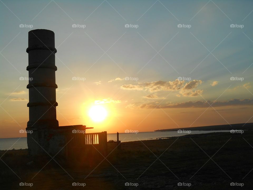 Sunset, Lighthouse, Dawn, Water, Sea