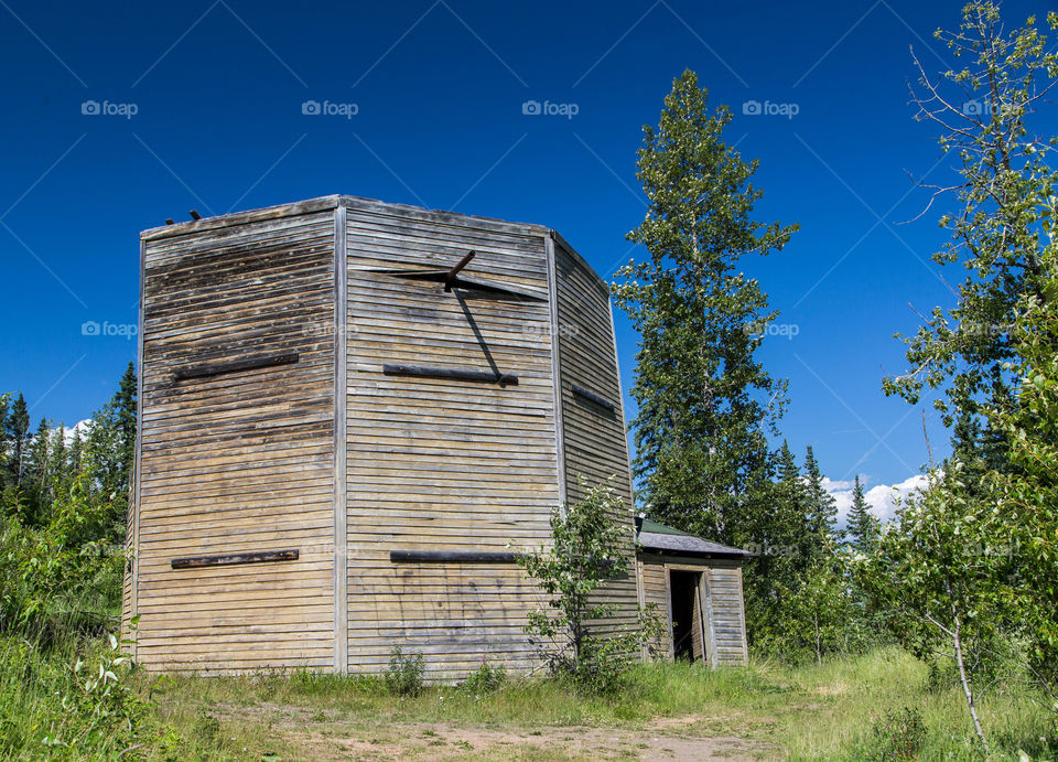 Old steam train water tower