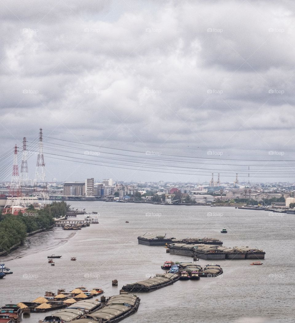 Transportation ship in the river
