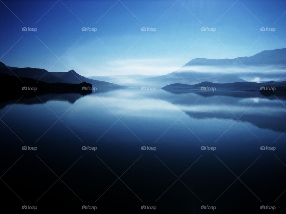 Misty lake of Zahara de la Sierra