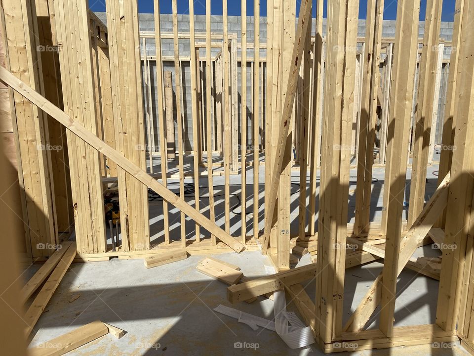 Timber frame under construction 