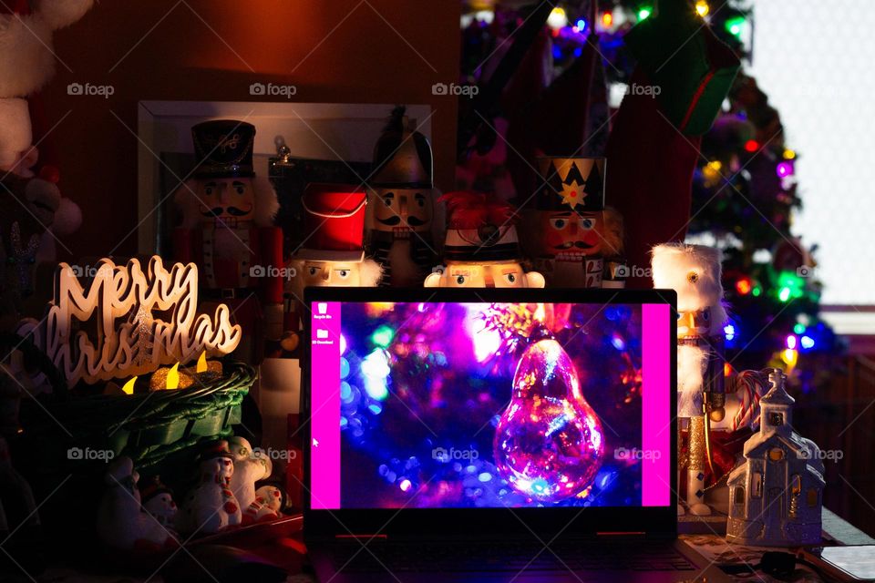 Desk space is in direct competition with Christmas decorations. Even my computer is only displaying Christmas themed photos on my screensaver. Those Nutcrackers are always watching and they mean business!