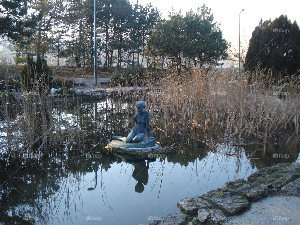 A Statue in a Pond on Margaret Island in Budapest