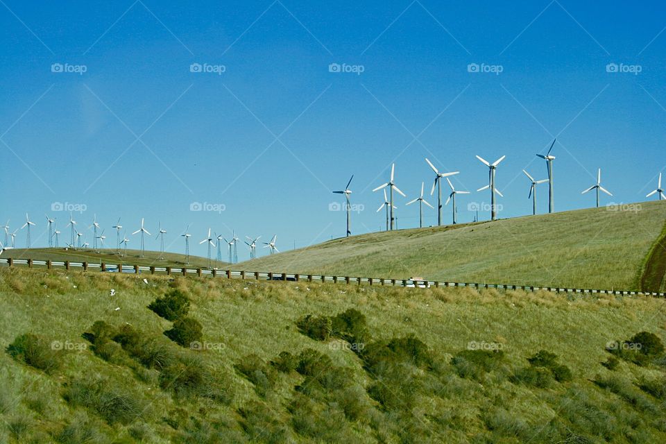 Landscape with windmills 