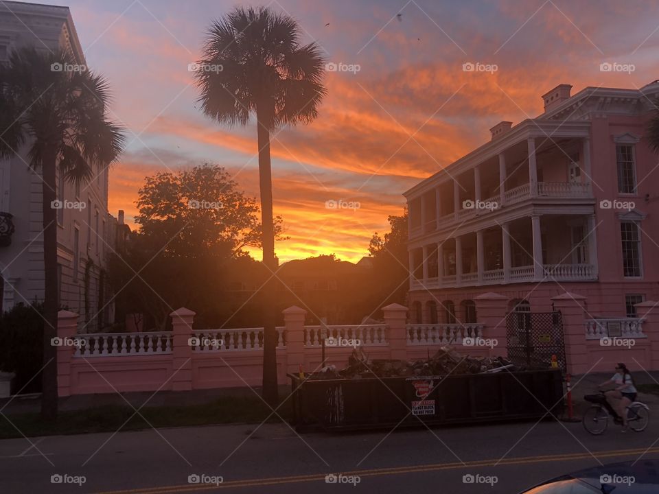 Charleston Sunset at pink house