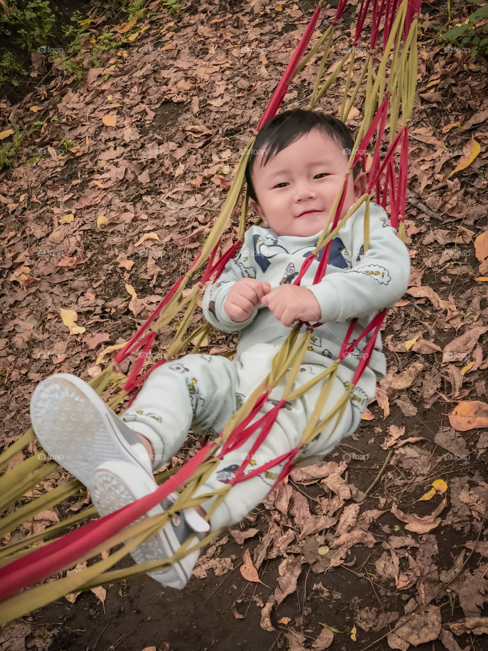 Relaxing, enjoying the autumn warmth. With the color of the beautiful leaves falling away.