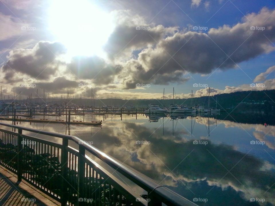 reflection over the water in the Puget Sound