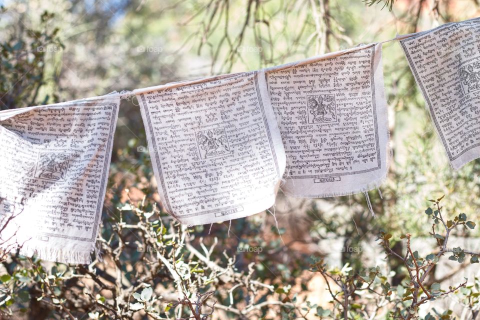 Prayer flags at Amitabha Stupa and Peace Park in Sedona, Arizona