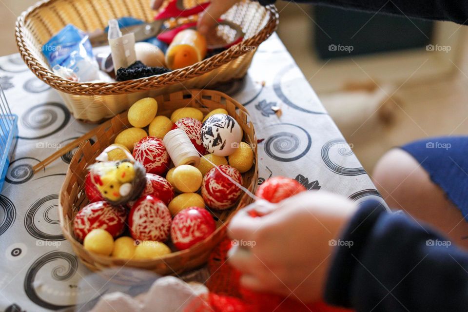 Painting Easter eggs