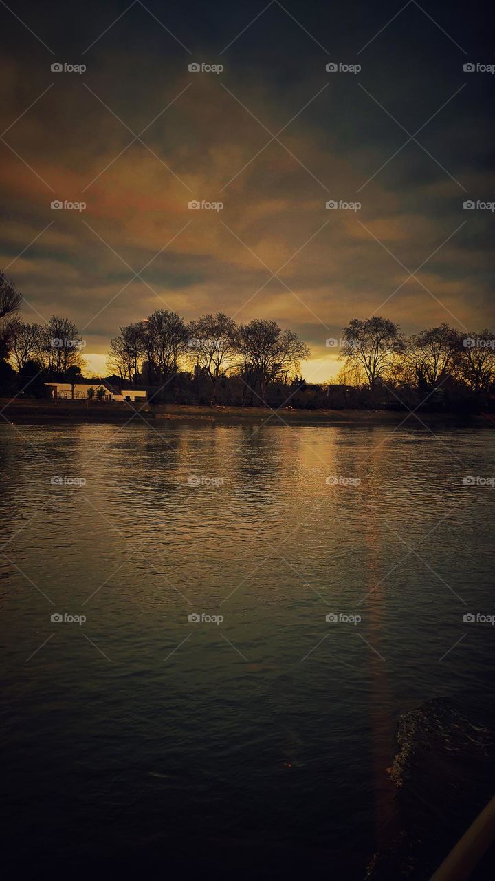 Thames river in the evening