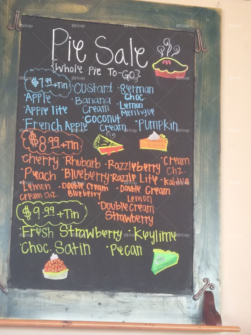 Pie flavors at Marie Callendars