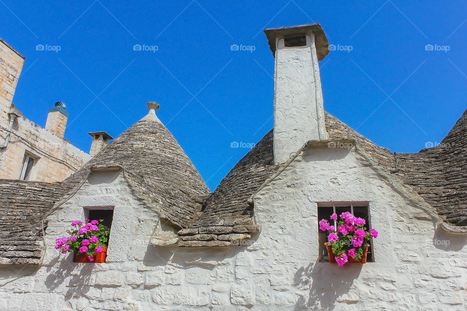 Beautiful windows. Beautiful windows on unique Trulli house of Alberobello, Italy 