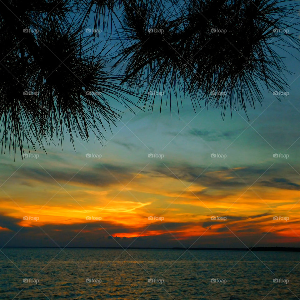 View of seascape during sunset