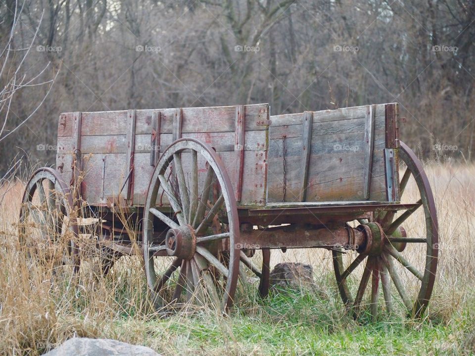 Close up of old wagon