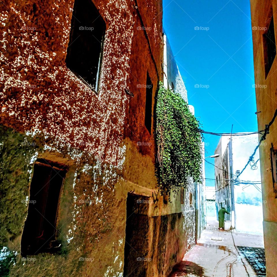 Colorful facade of house's