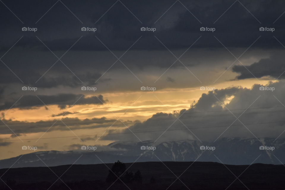 beautiful mountain sunset in Wyoming