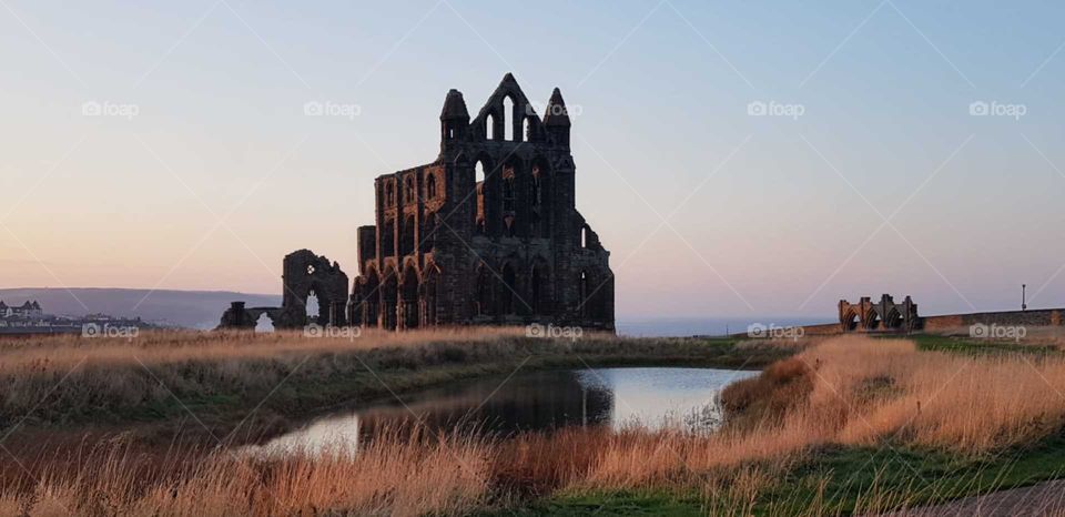 Abbey at sunset