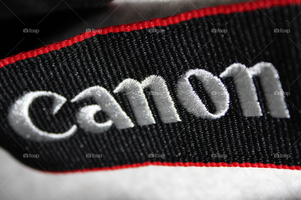 close up of Canon camera strap