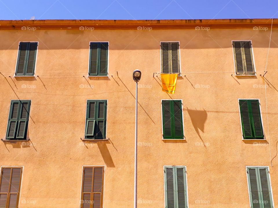 building wall detail with close windows