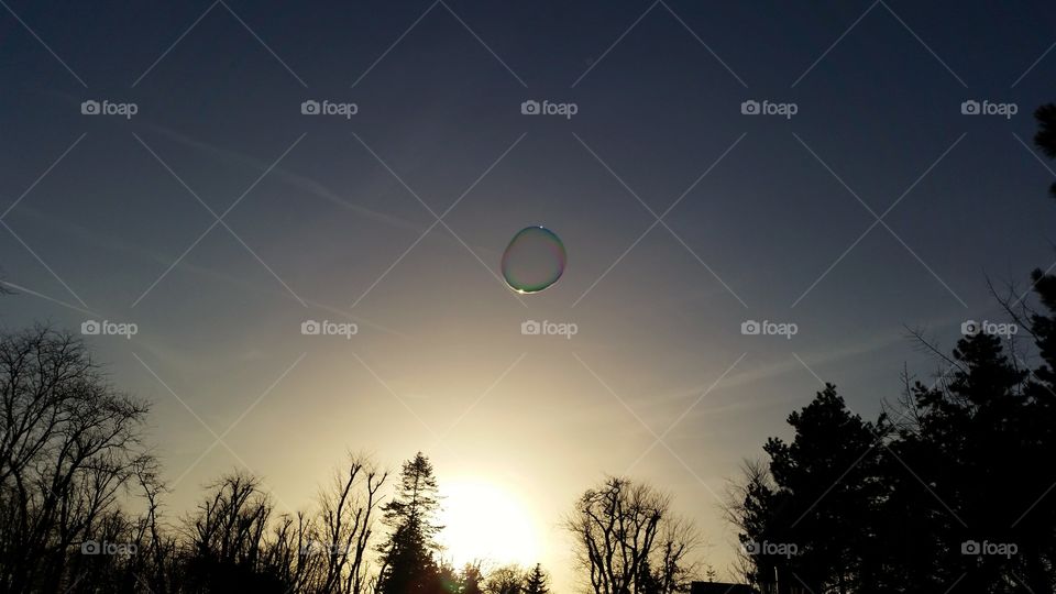 bubble in the sunset
