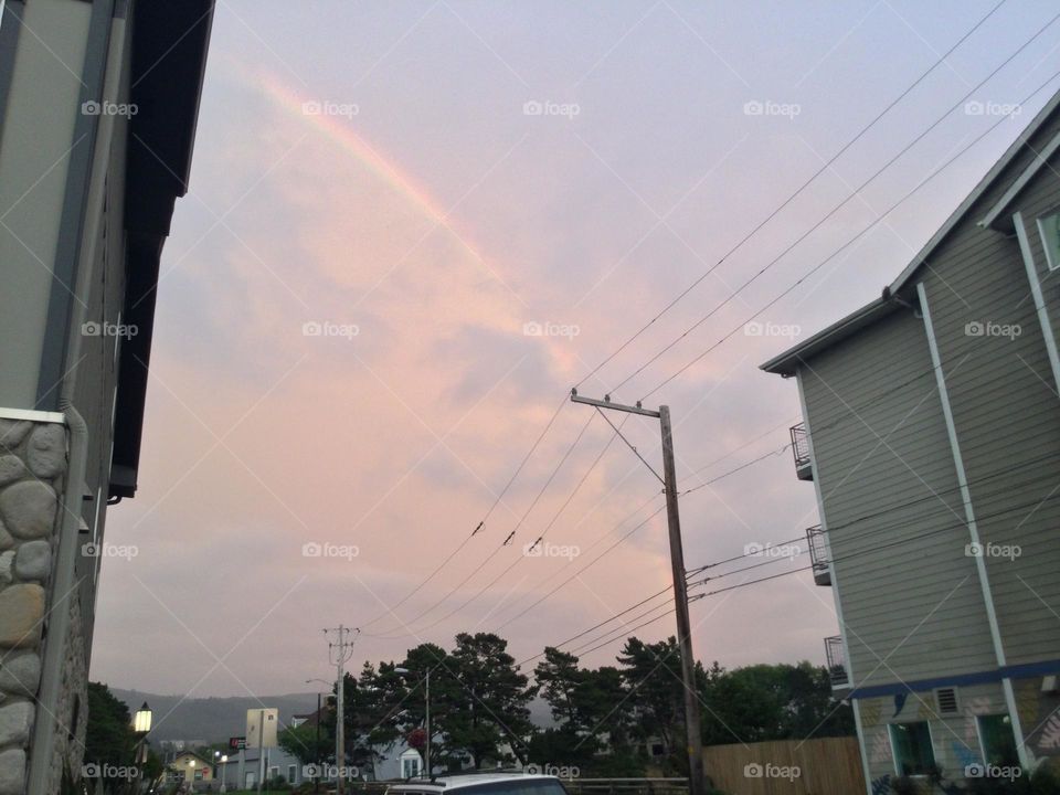 A Rainbow in the Sky in the Quaint Little Town of Seaside, Oregon 