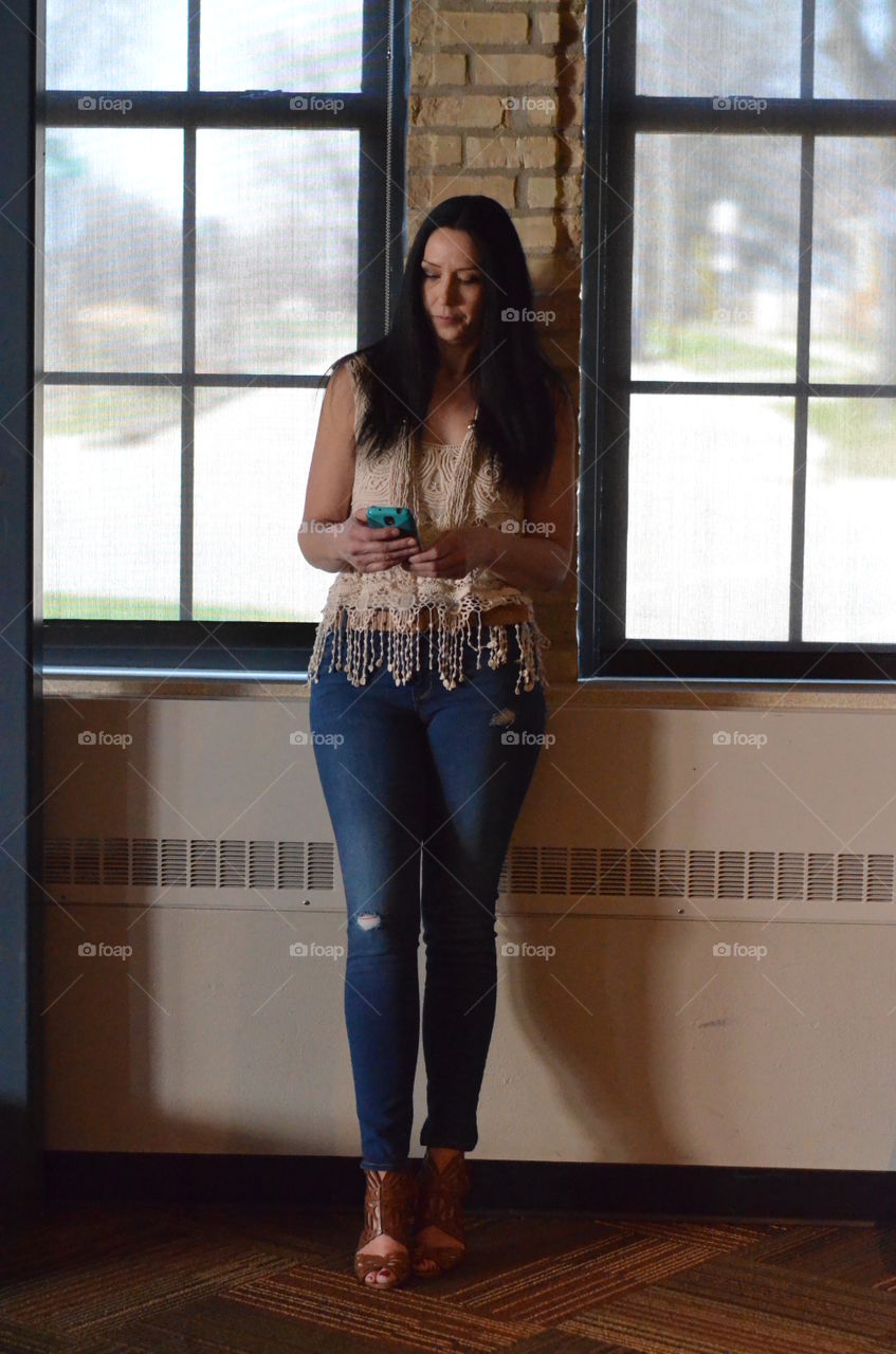 Woman using cell phone