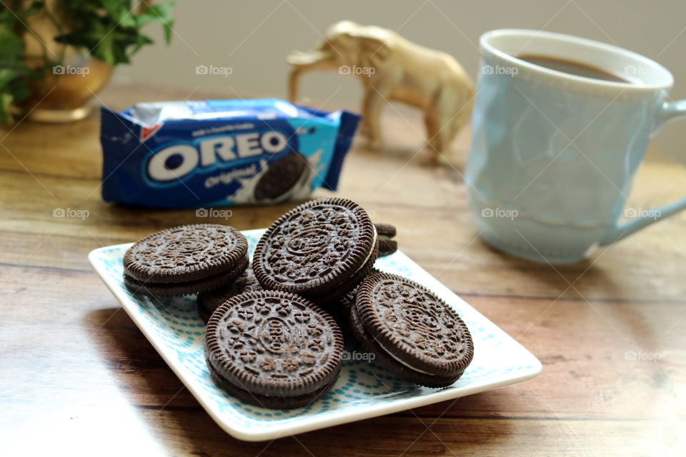Oreo Snack with a cup of coffee