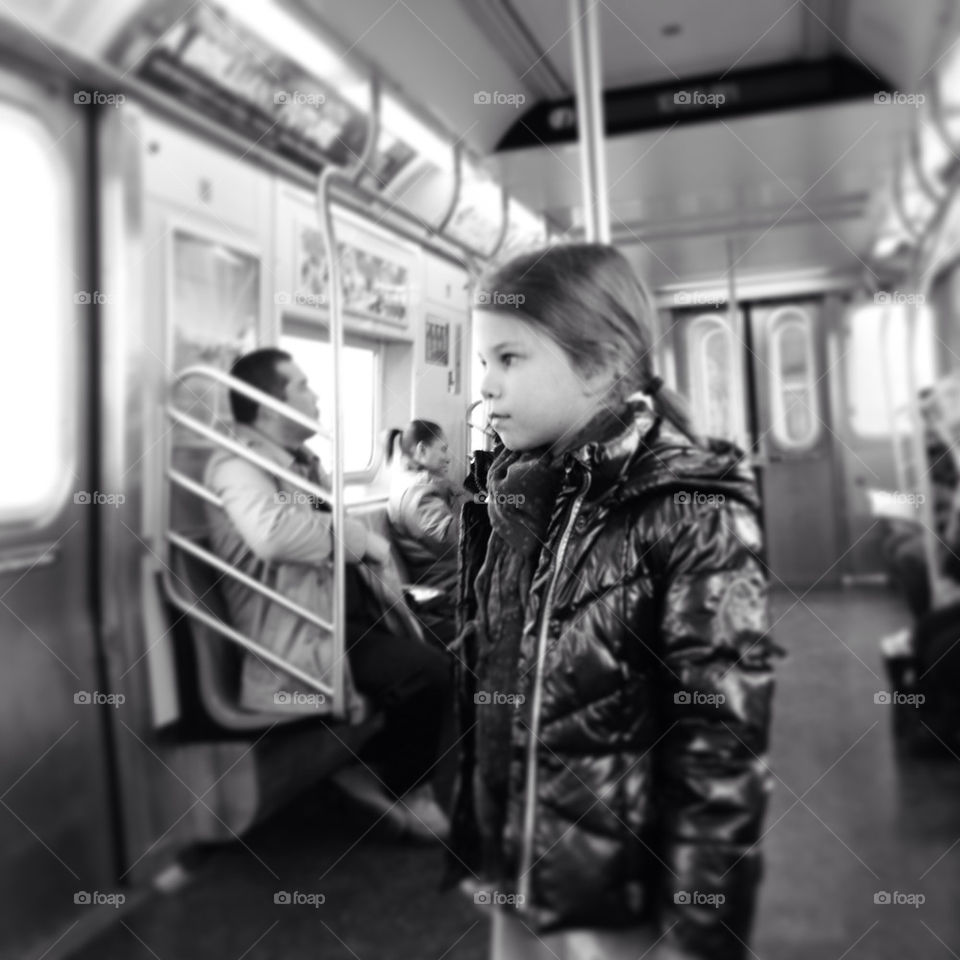 Girl on a NY subway