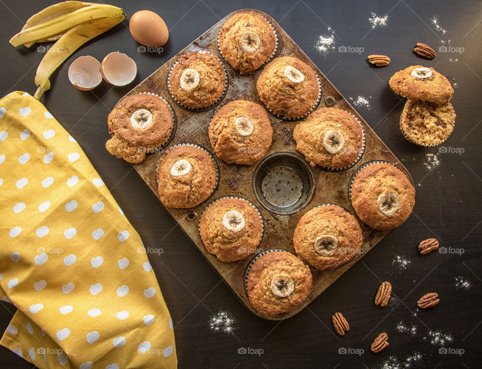 Homemade banana caramel muffins 