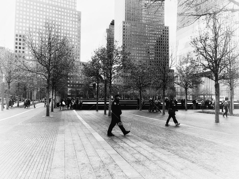 America National September 11 Memorial, or 9/11 Memorial... A memorial built in the former location of the Twin Towers, in New York City. A beautiful and calm place to remember one of the sadder days for humanity.