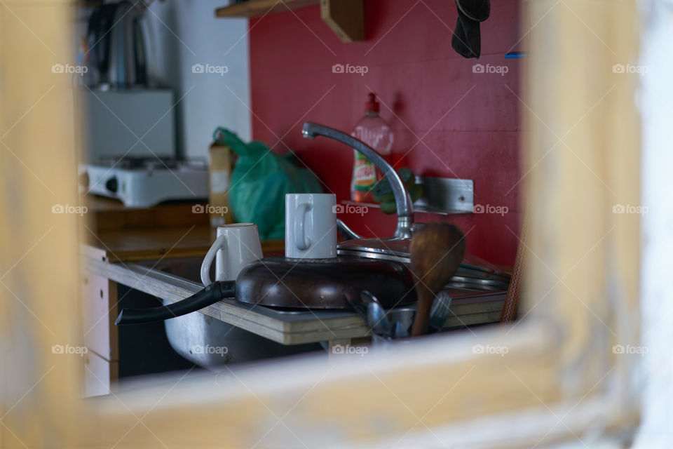 Old kitchen through the window 