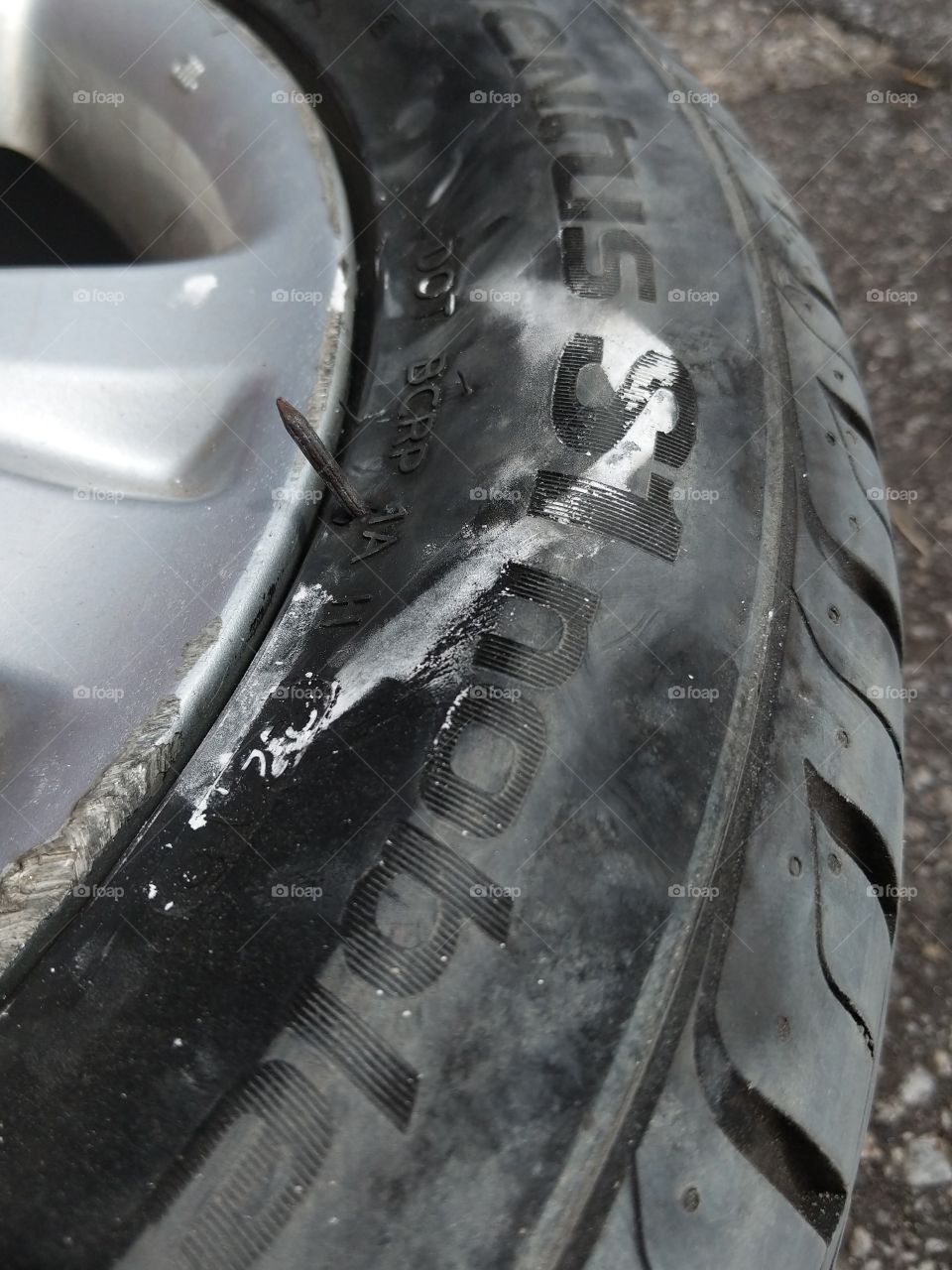 punctured tire