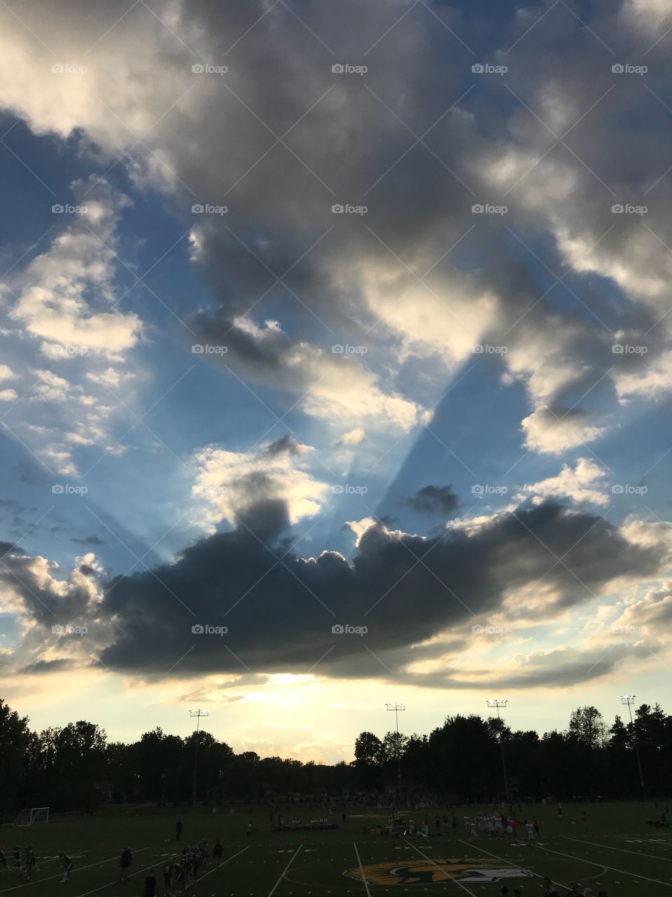 Football game sunset