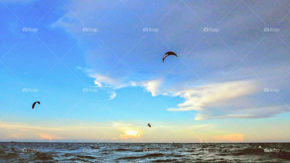 Kite surf.  Hua-Hin. Prachuab Khirikhan province. Thailand.