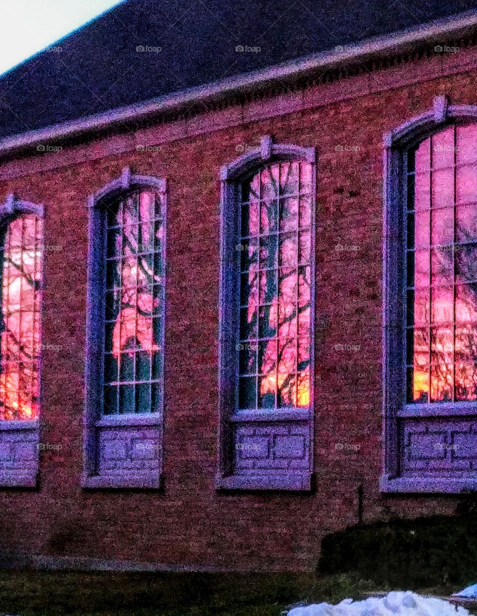 reflection of sunset in windows