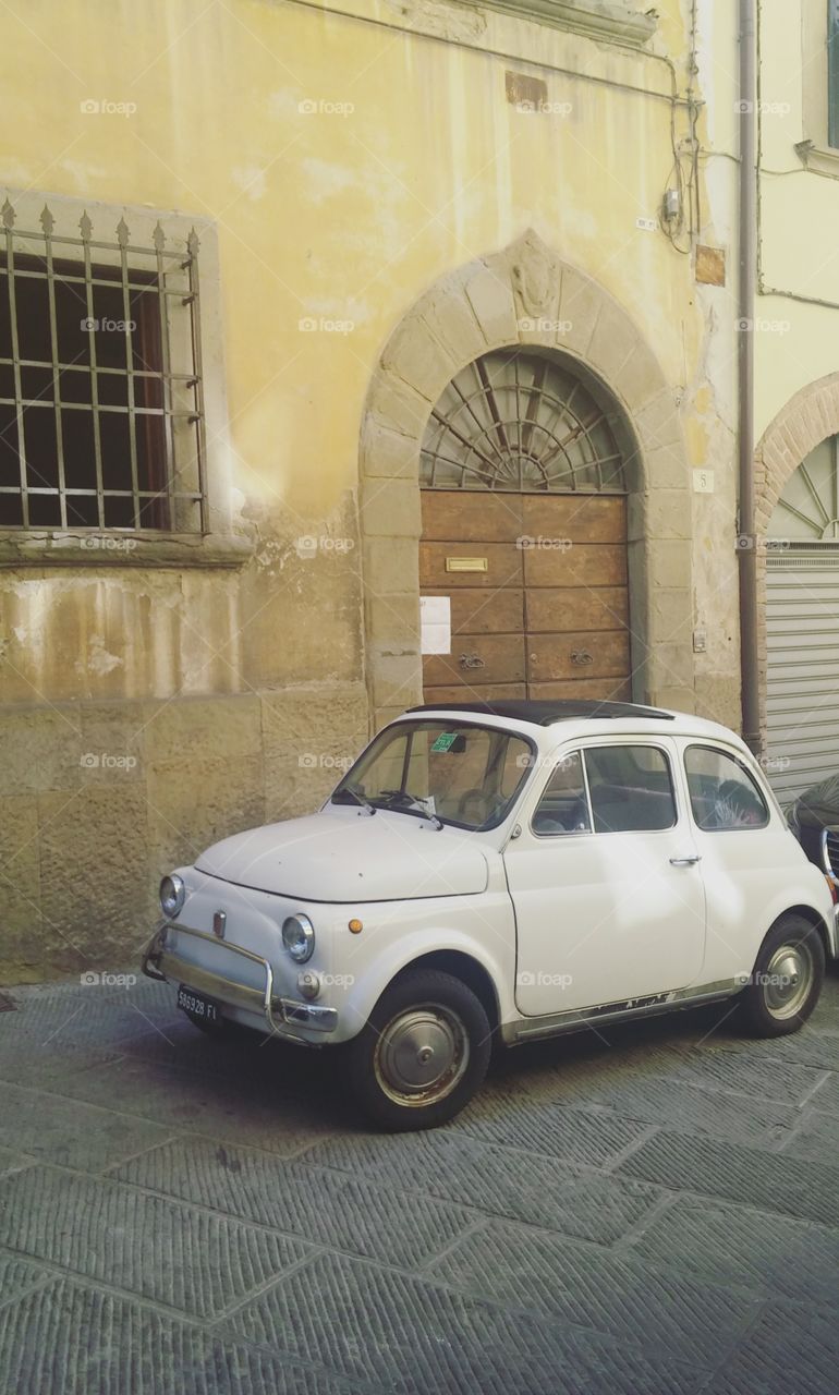 Classic Fiat parked on Italian Streets