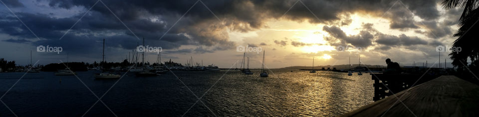 viewing the sunset at the harbor