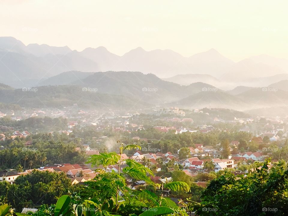 High angle view of luang prabang