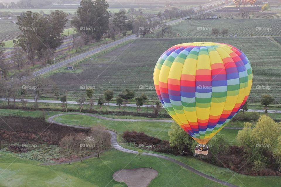 Hot air balloon ride over Napa Valley. 