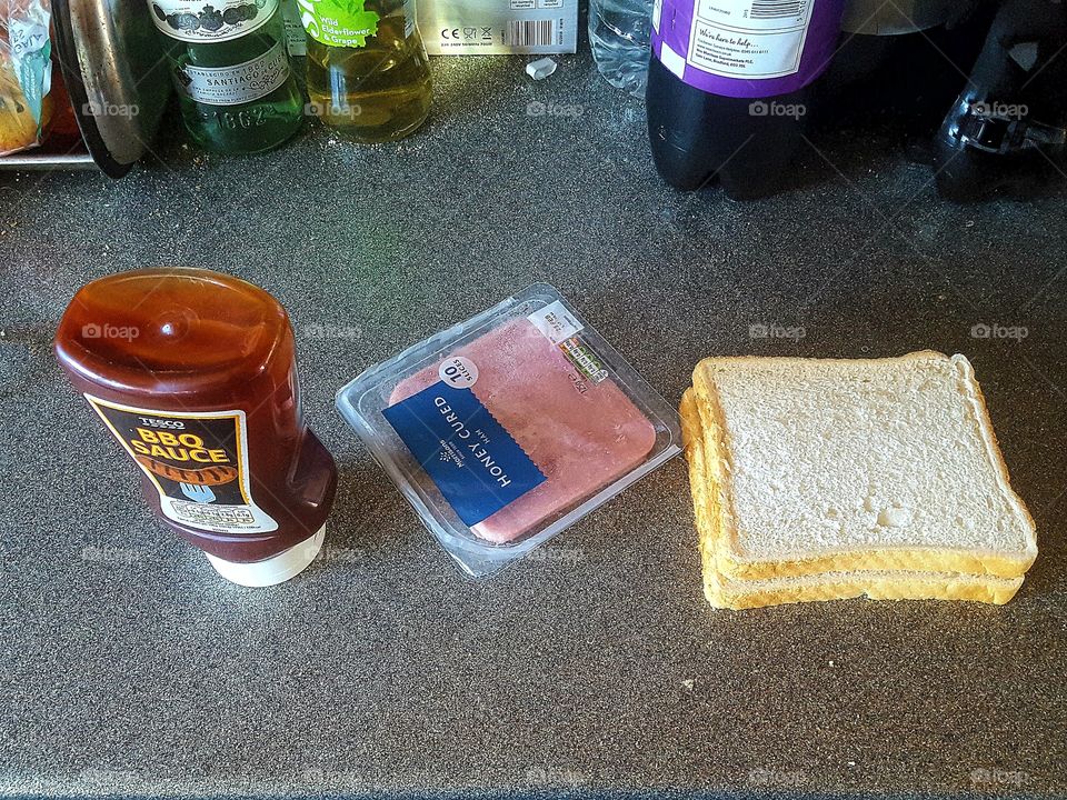 ham and BBQ sauce sandwich