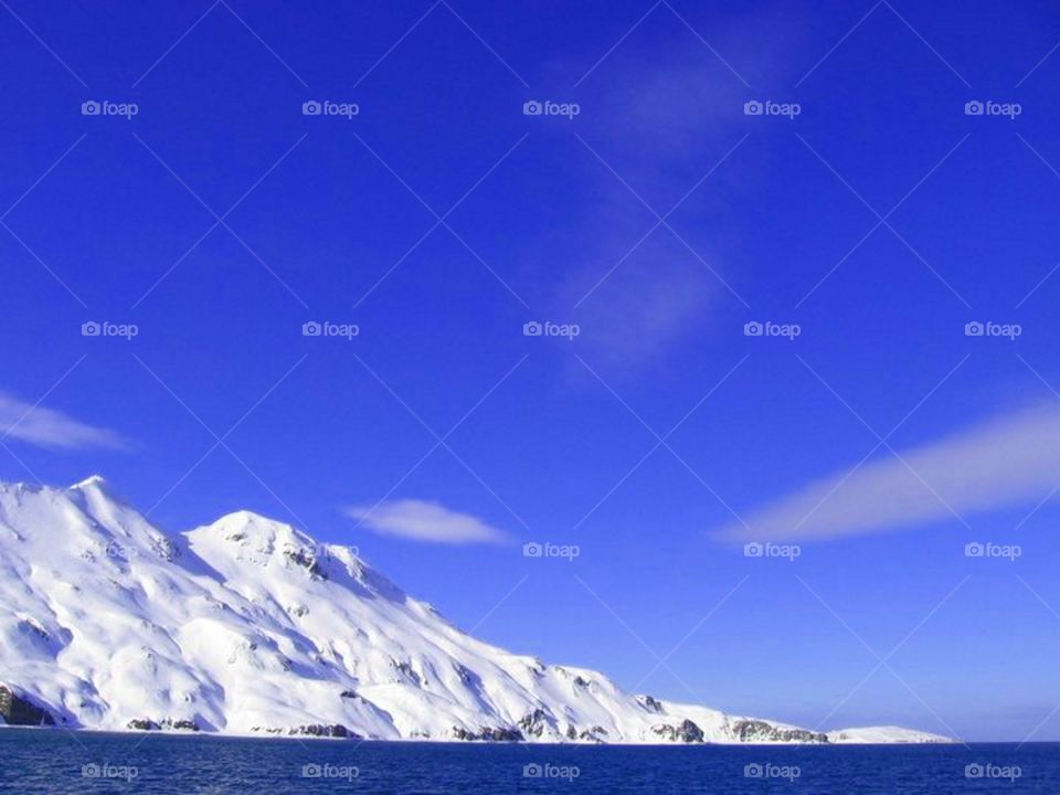 View of winter cliff and sea
