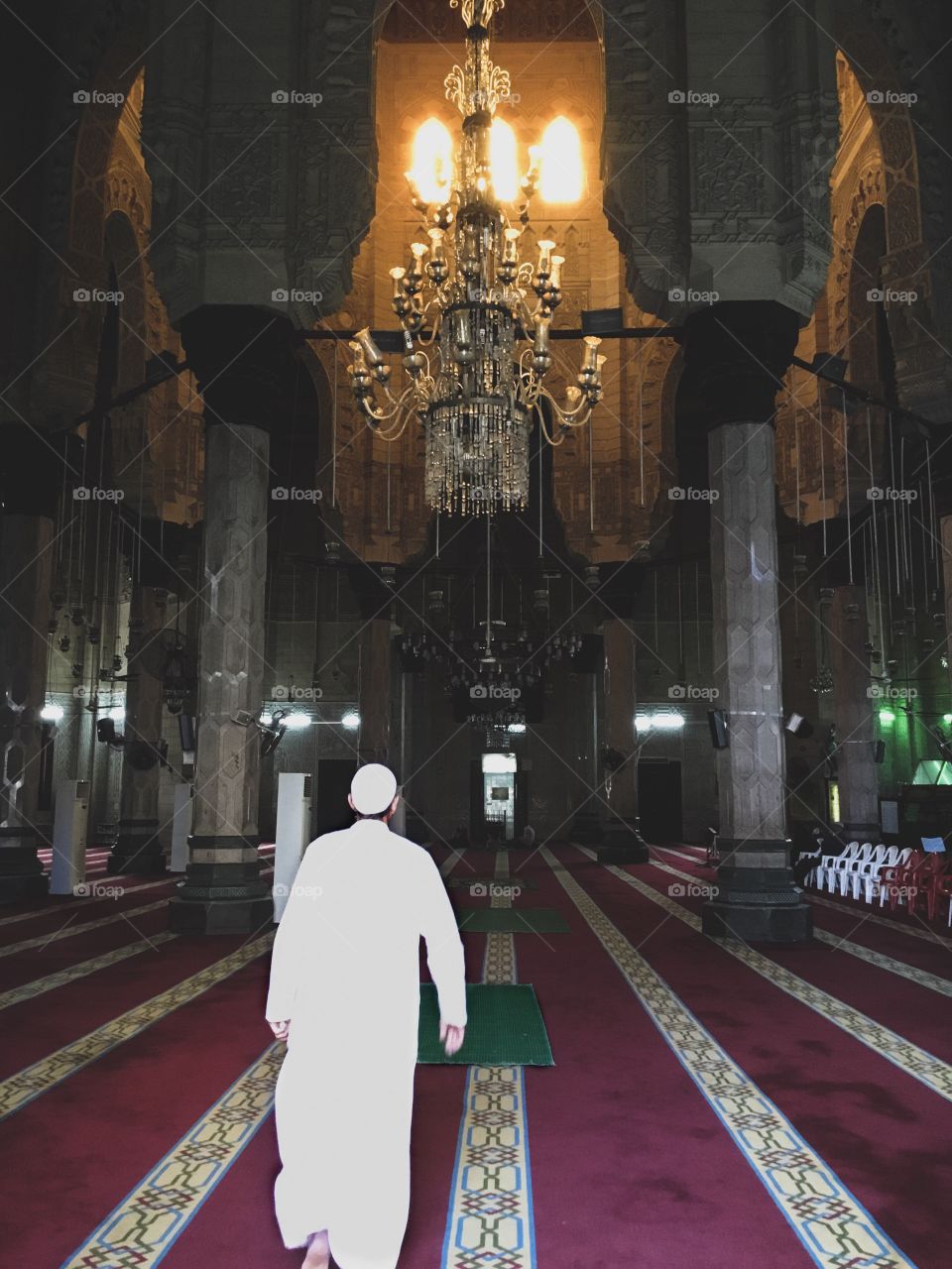 A muslim entering the mosque in Alexandria, Egypt