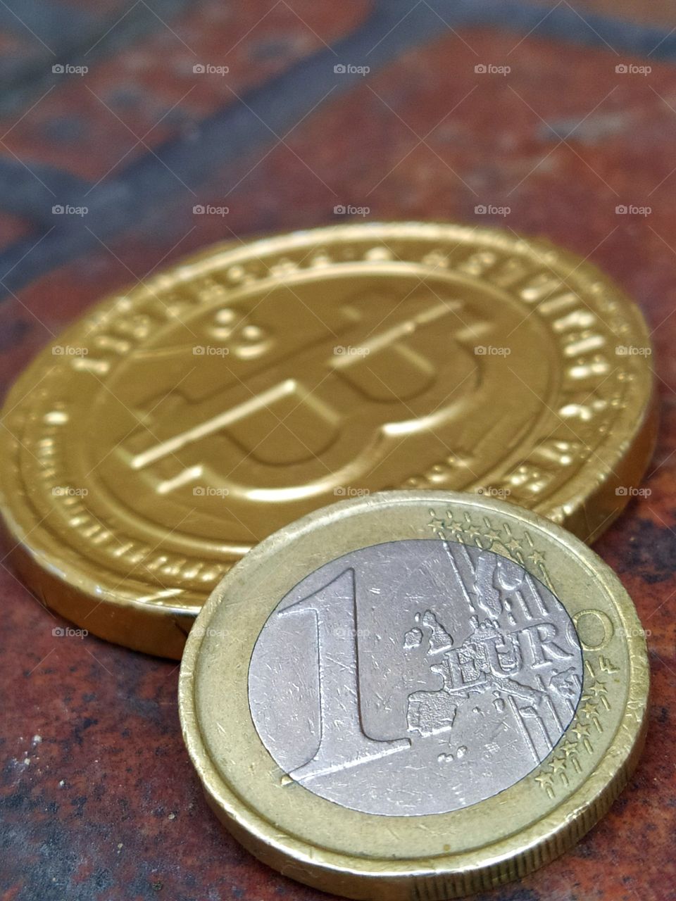 Euro gray-yellow and yellow bitcoin