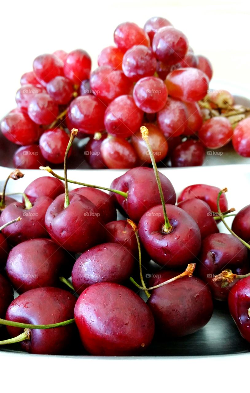 Healthy cherries on table
