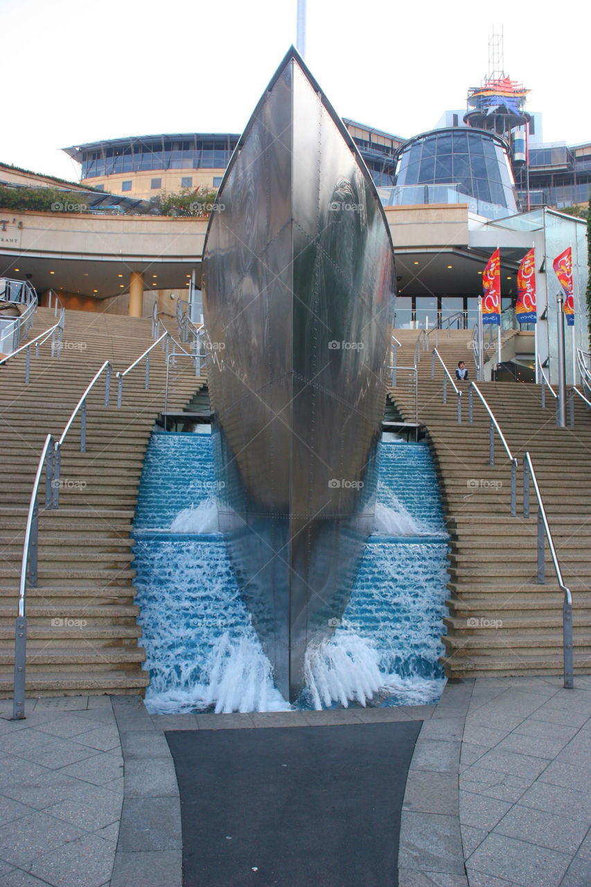 blue water buildings fountain by kshapley