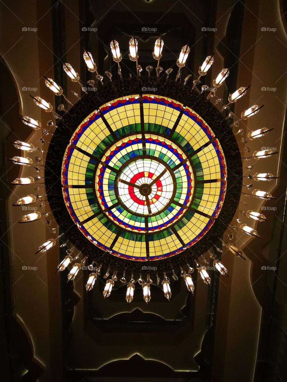 The ceiling of the building