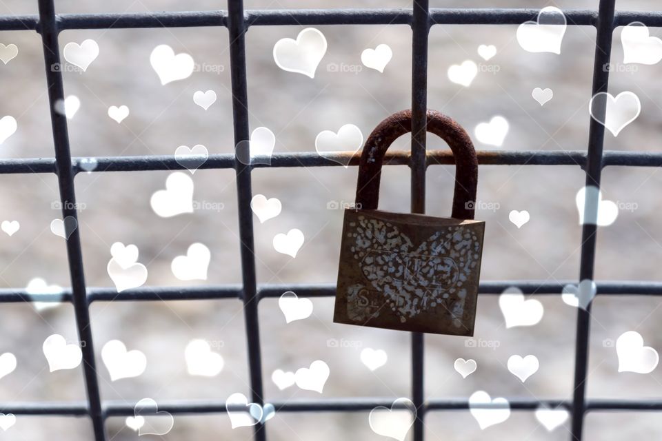 Love lock with hearts