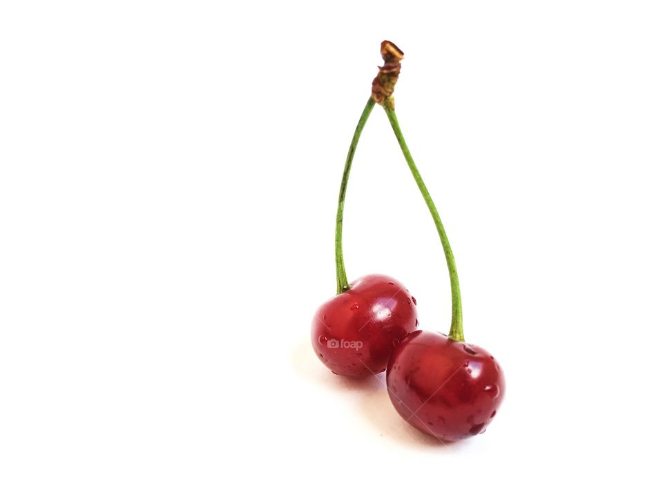 Cherries on a white background 